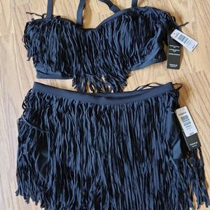 NWT Torrid Black Fringe Bikini Top and Bottom